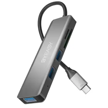

BYEASY USB C Hub Card Reader 5 in 1 USB 3.1 Hub with SD/TF Card Reader and 3 USB 3.0 Ports for Apple MacBook Pro Ultra Slim