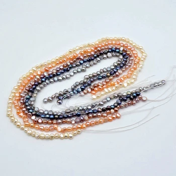 

Wholesale Baroque semi-finished pearls, pearl length 36 cm, 4-4.5 mm, white / black / grey / pink / purple freshwater pearls