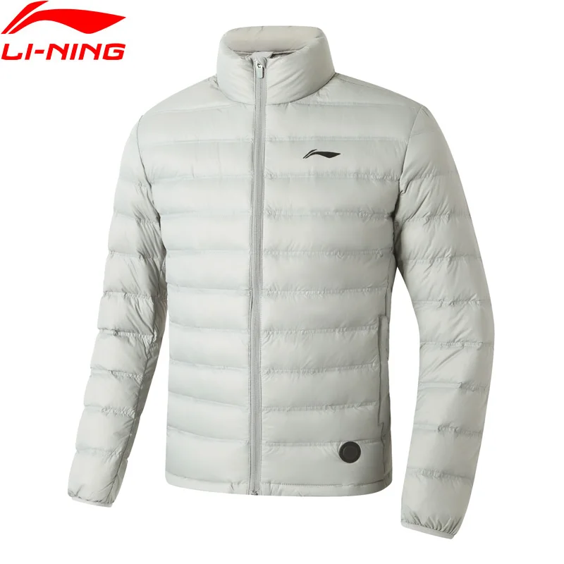 Мужской короткий пуховик для бадминтона Li Ning перезаряжаемый теплый на 90% белом