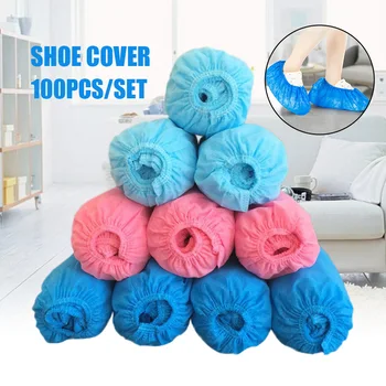 

Hot 100pcs Non-woven Boot Cover Disposable Shoe Covers Thicken Overshoes Non-Slip Universal IE998