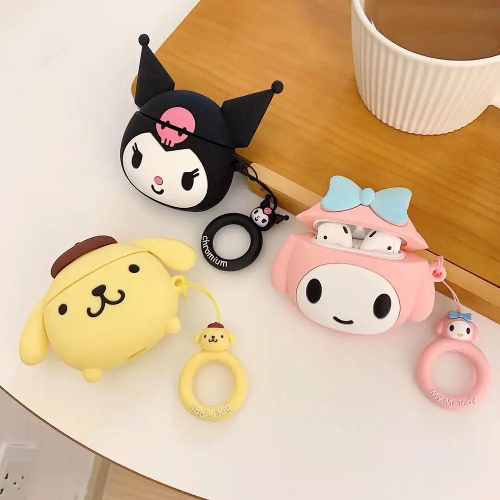 GOOYIYO-силиконовый чехол для Airpods 1 2 наушники, наушники, зарядная коробка, мягкий чехол, Мультяшные милые Airpods, аксессуар, подарочное кольцо