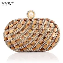 Золотой горный хрусталь Женский Свадебный клатч со стразами шикарные вечерние сумки с блестками дизайнерское ожерелье бисерные вечерние сумочки