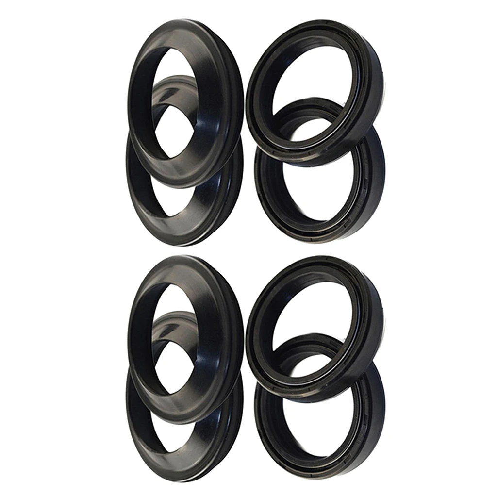8pcs Rubber Front Fork Shock Oil Seal and Dust Seal Set 41mm x 54mm x 11mm for Yamaha XVS650 V Star Custom 1998-2008