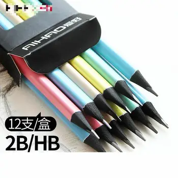 

Kinbor 12pcs/set Pencil Hb And 2b Rainbow Color Pencil Stationery Items Drawing Supplies Cute Pencils For School