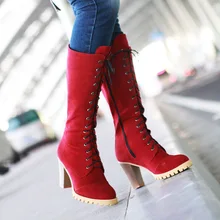 MAZIAO/размеры 34-40; женская обувь на платформе в британском стиле ретро на высоком квадратном каблуке; женские модные вечерние зимние сапоги для верховой езды