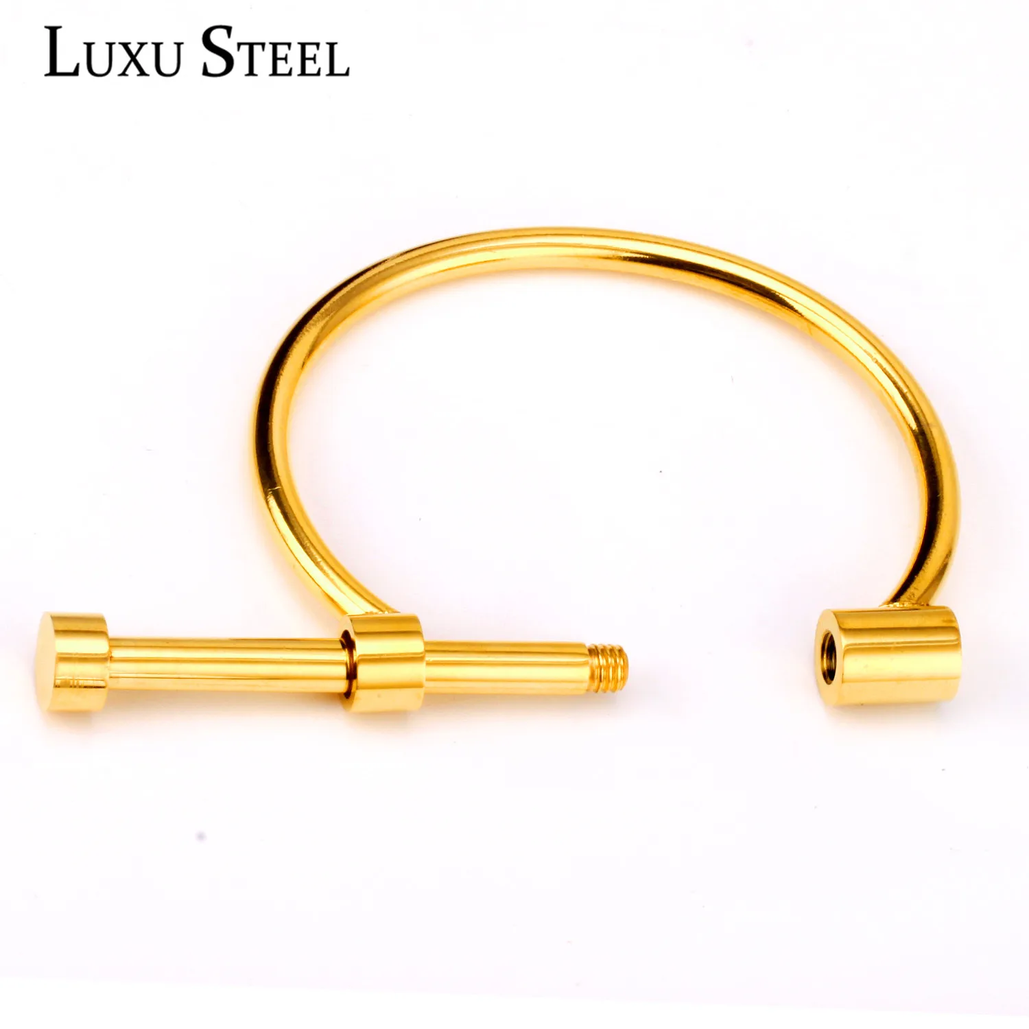 Женский браслет из нержавеющей стали LUXUSTEEL золотистого цвета с винтовой