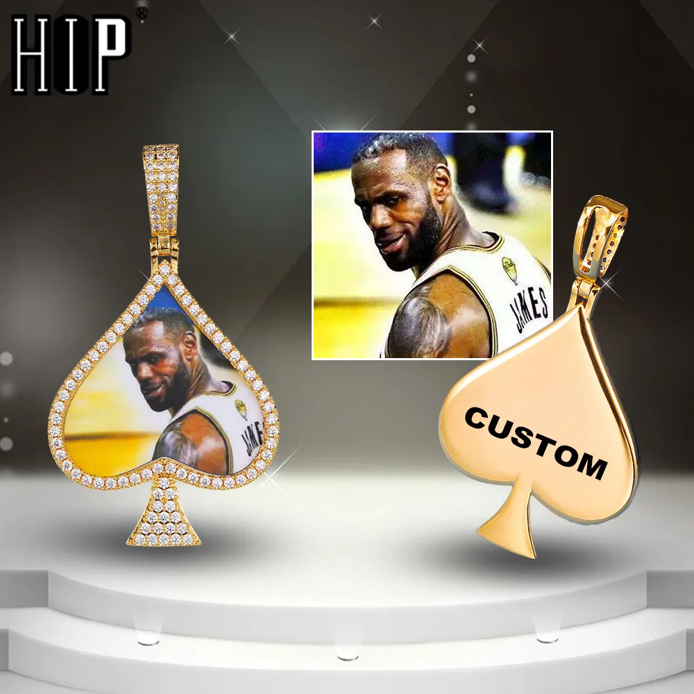 Hip Hop Personality Custom Picture Memory Medallions Spades Shape Necklaces &amp Pendants For Men Women Jewelry With Solid Back | Украшения