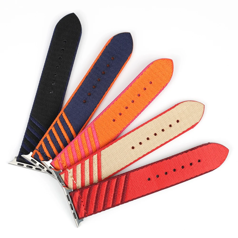 Canvas Nylon Watchband for Watch 38mm 40mm 42mm 44mm Woven Wrist Bracelet Watchband watch Series 6 5 4 3 2 1