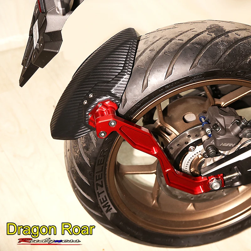 

Motorcycle Rear Carbon Fender Mudguard Splash Guard With Red Brackets For 2019-2020 Honda CBR650R CB650R
