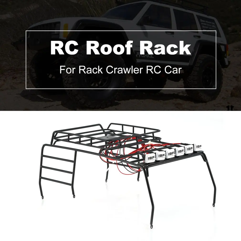 

RC Roof Rack Roof Holder Protective Rack Luggage With 6 Multi-function LED Light for JEEP Roof Rack for Crawler for Wrangler