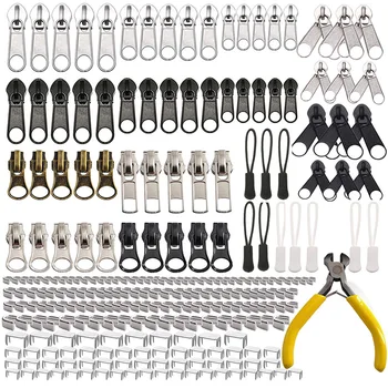 

253 Pieces Zipper Repair Kit Replacement Zipper, Zipper Pulls, Installation Tools for Bags Tents Luggage Sleeping Bag