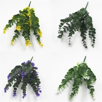 

Fake Eucalyptus (7 Stems/Bunch) 7Pcs 15.75" Length Simulation Plastic Greenery for Artificial Flower Accessories Home Decorative