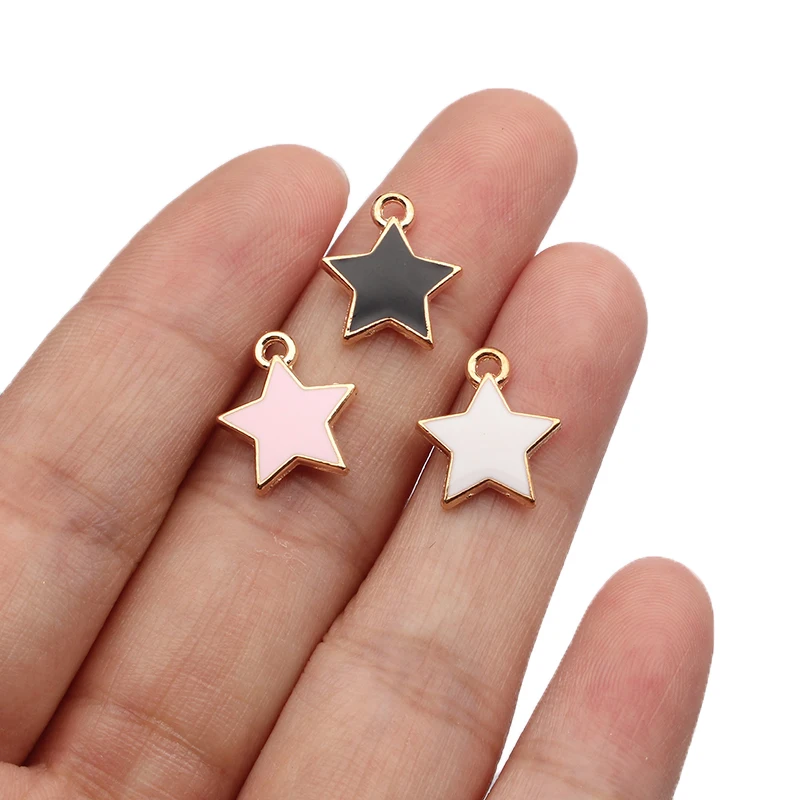 

10Pcs Drop Oil Five-pointed Stars Enamel Charms MIX 3 colors Pendants For DIY Bracelet Earring Necklace Jewelry Making Accessori