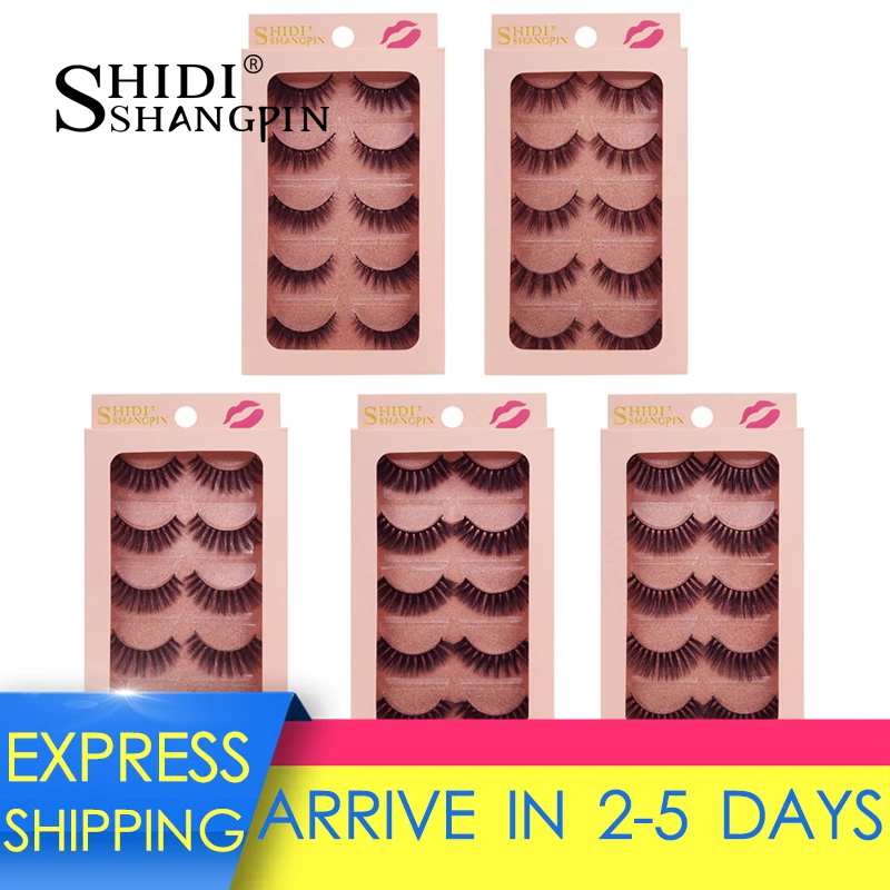 

SHIDISHANGPIN 5 pairs 3d mink lashes fluffy fake eyelash extension make up natural long false eyelashes mink lash faux cils