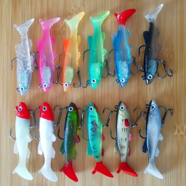 1Pcs 8.5cm 12.5g Wobbler Lead Soft Lure Jig Artificial Silicone Bait Treble  Hooks Swimbait