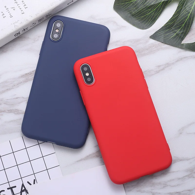 

Luxury Soft Back Matte Color Cases for iPhone 7 plus 8 6 6s X XS max XR 7 8 Case Shockproof TPU Silicone Back Cover Capa