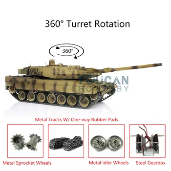 شراءHenglong 1/16 الأصفر TK 6.0S ليوبard2a6 RTR دبابة مع جهاز للتحكم عن بُعد 3889 360 المسارات المعدنية البرج