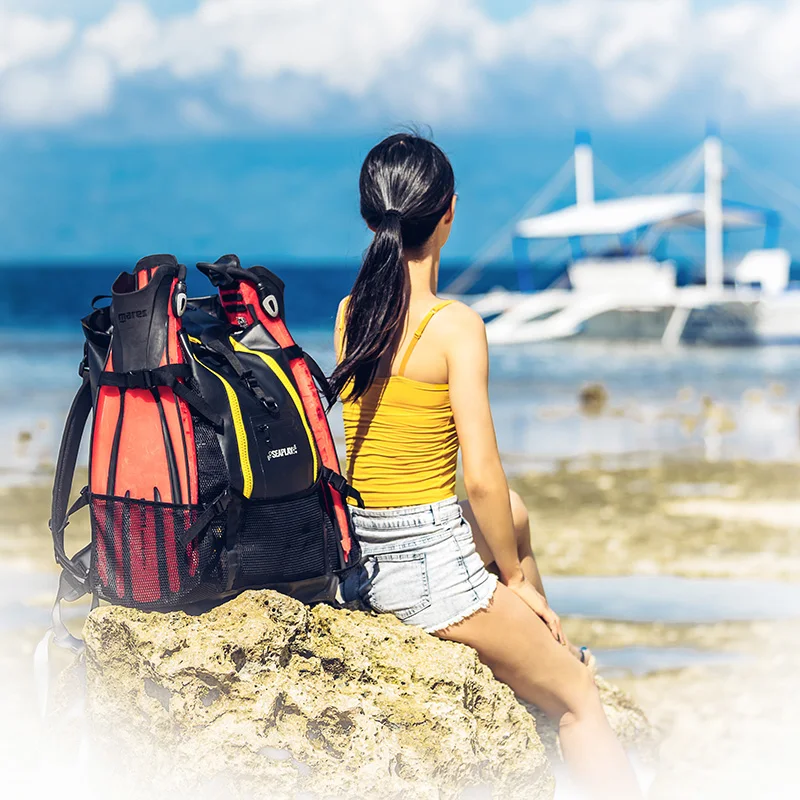 SEAPLAY Scuba Diving Free Diving Equipment 70L Waterproof Backpack Outdoor Water Resistant Heavy Duty Cushion Padded Back Panel
