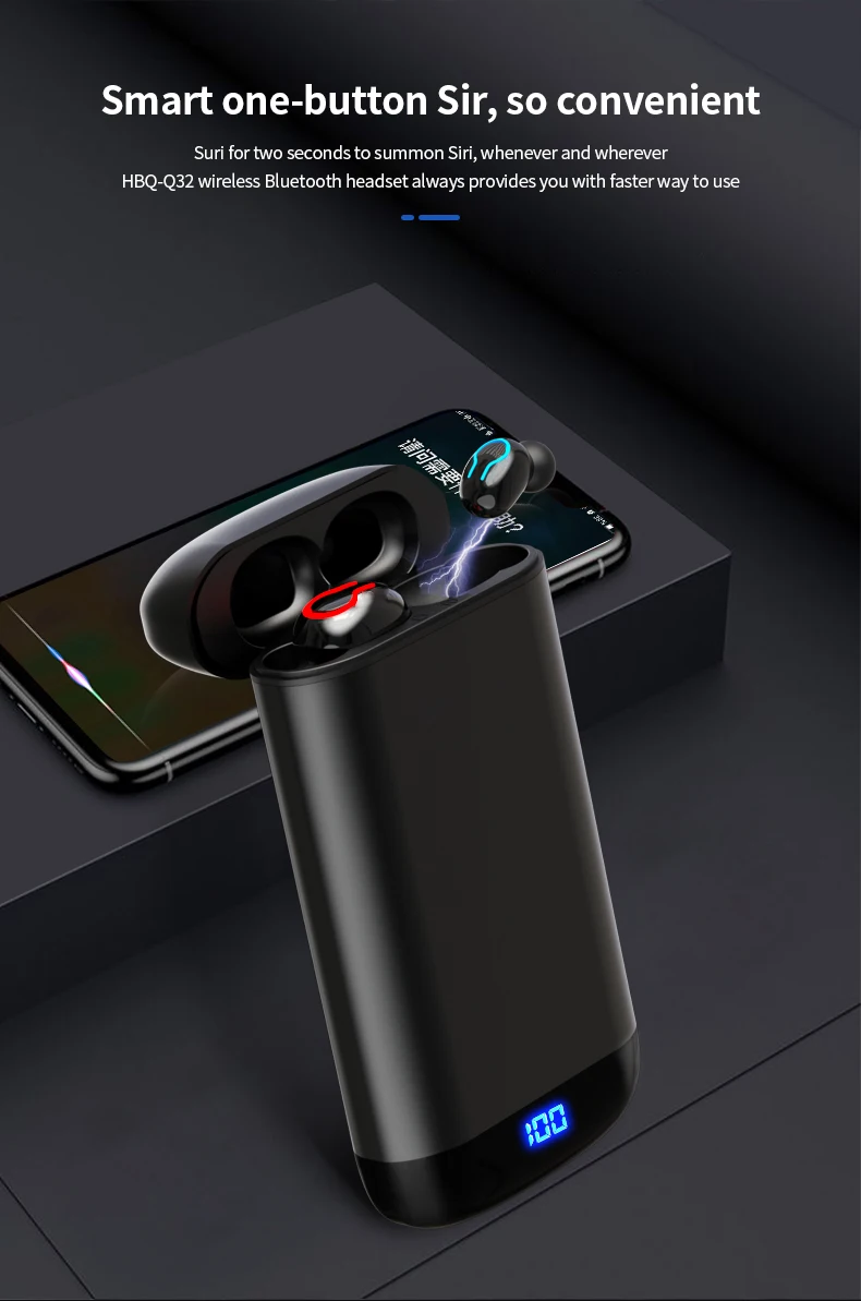 С 6000 мАч зарядным устройством Bluetooth наушники TWS стерео Спортивная Bluetooth гарнитура двойной микрофон беспроводные наушники для Xiaomi iPhone