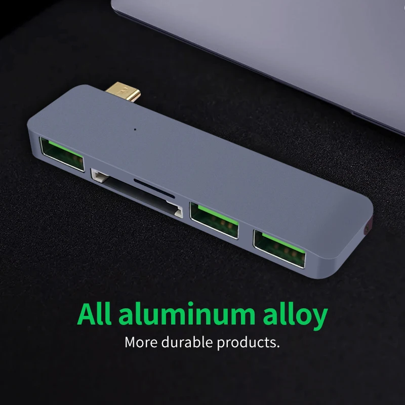 5in1 Multiport USB C Hub, 5 Ports USB Hub, Type C Hub with 3xUSB3.0 SD TF for Macbook, Laptop, more Devices with Type C Port
