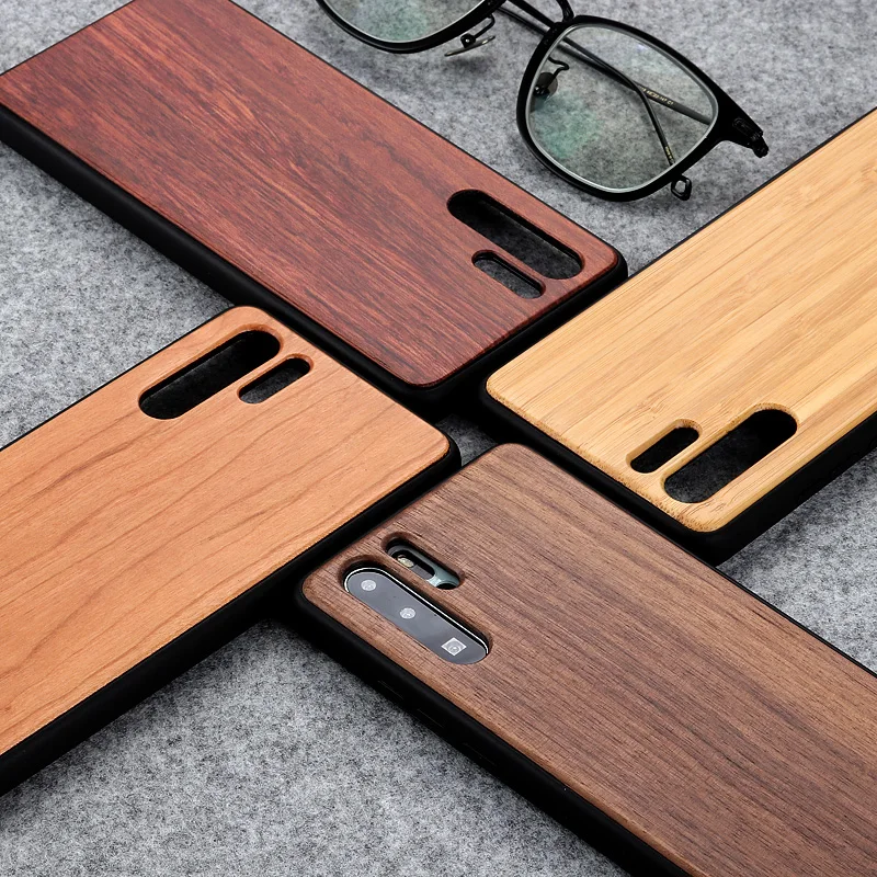 wlzcyhbd 100% Natural Green Bamboo Wooden Hard Phone Cover For Huawei P30 Pro Real Walnut Rosewood Cherry Wood Unisex Skin Cases |