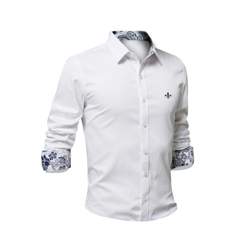 9 цветов Blusa Camisa Social Masculina Dudalina рубашка с длинным рукавом Slim Fit Мужская одежда с цветочным принтом белый мужской плюс размер - Цвет: DCZ2215-WHITE