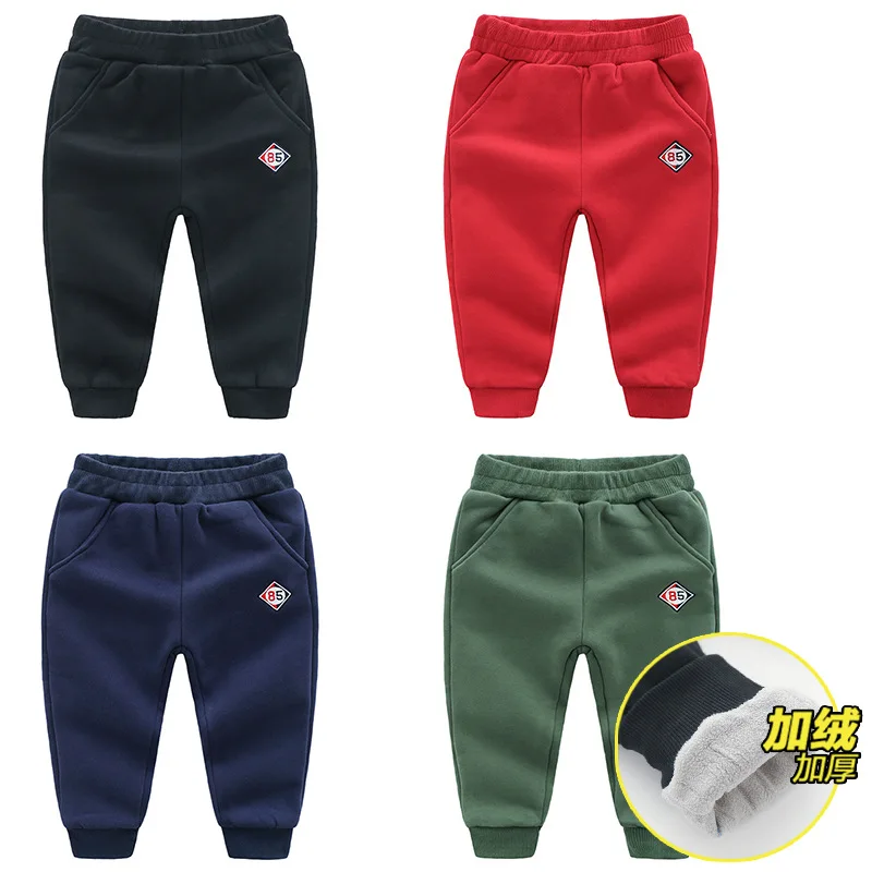 Katoofely2018 Autumn& Winter Childrenswear BOY'S CHILDREN'S Embroidery Brushed And Thick Cotton-padded Trousers Crawler
