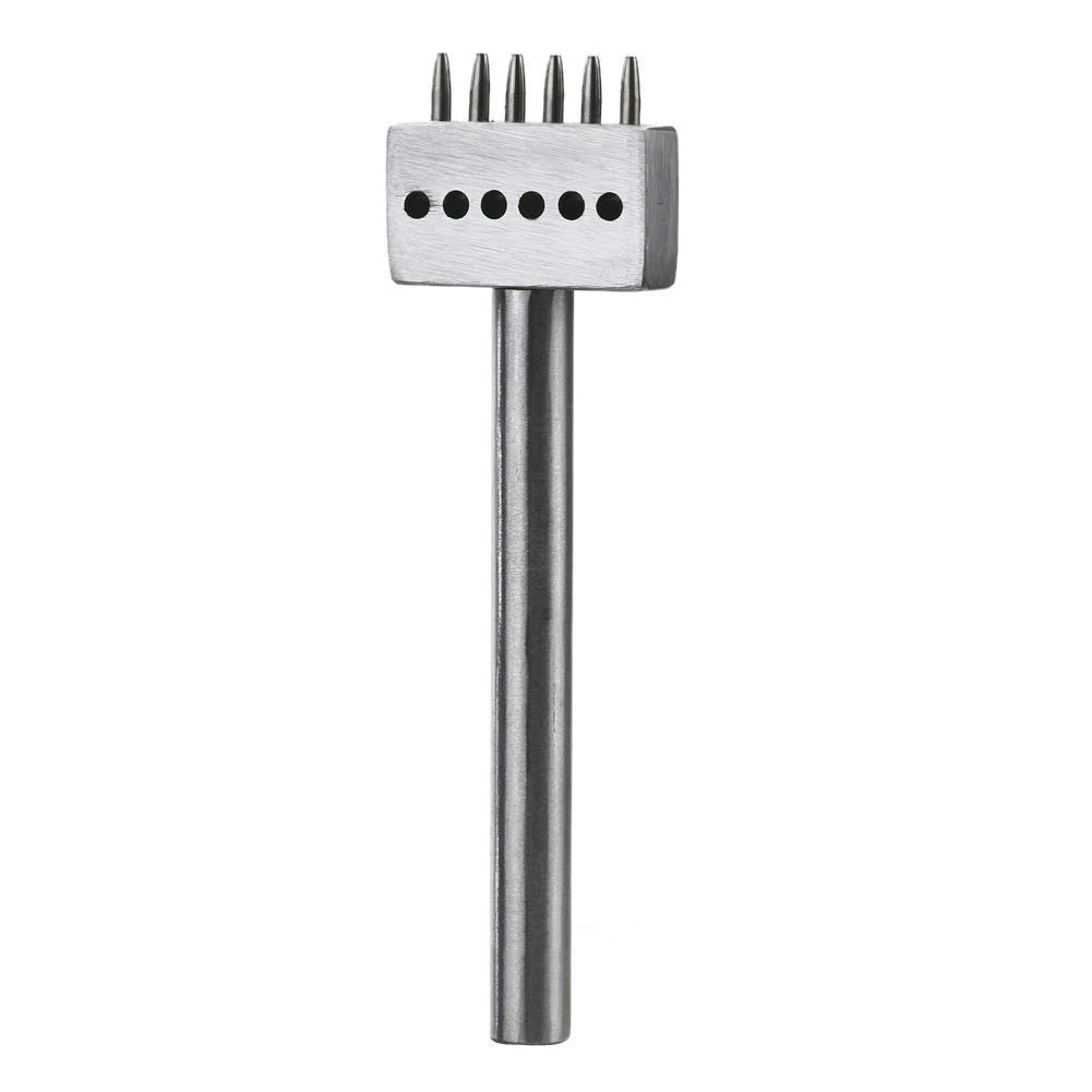 6 Prong 1 шт. 2/4/6 зубец кожаное ремесло набор кожаный Перфоратор Инструмент 4 мм Круглый ряд Дырокол кожаный ремесленный резак расстояние между отверстиями ручной инструмент - Цвет: 6 Prong