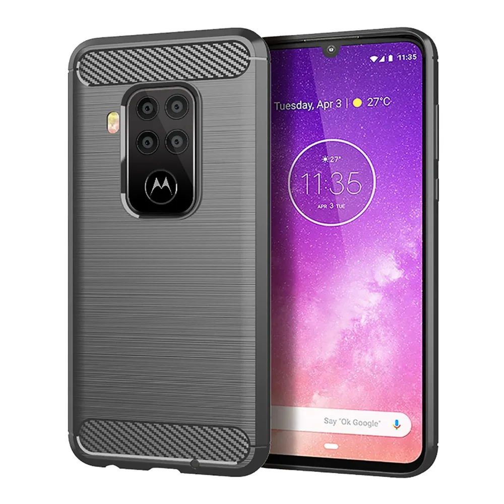 Чехол для Motorola One Pro/Motorola One Zoom+ мягкий гелевый Чехол из закаленного стекла и углеродного волокна для телефона
