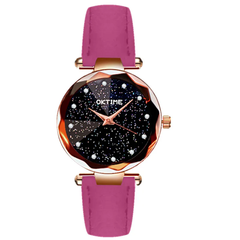 Starry sky Ladies Watch Montre Femme Leather Luxury Quartz Wrist Watches Women Watch Brand Casual Dress Female Colck Kol Saati#W - Цвет: Purple