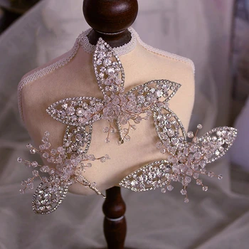 

3 Pcs Crystal Hairpins Rhinestone Leaves Hair Pins Bride Crystals Clip Wedding Headpiece Hair Accessories For Women