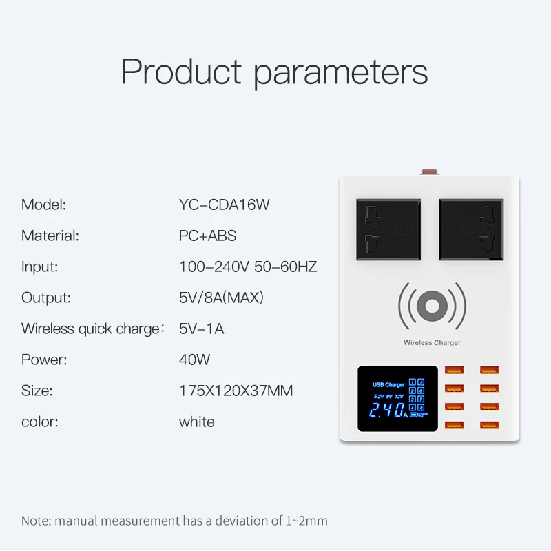 AAAE Top-? WENHAO многопортовая usb-зарядная док-станция с 8 usb-портами для зарядки и двумя розетки постоянного тока для поддержки быстрой беспроводной зарядки(U