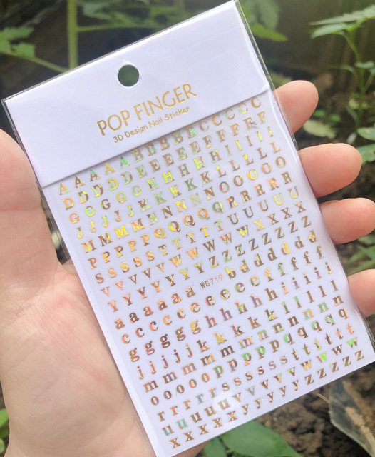 yeni eski İngilizce büyük boyutu 80mm * 103mm numaraları tırnak çıkartmaları Wrap 3D tırnak sanat malzemeleri 6 renkli mektup numarası tırnak Sticker C003(1)