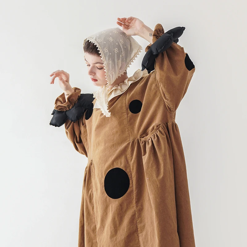 Imakokoni Original Design Loose Camel Polka Dot