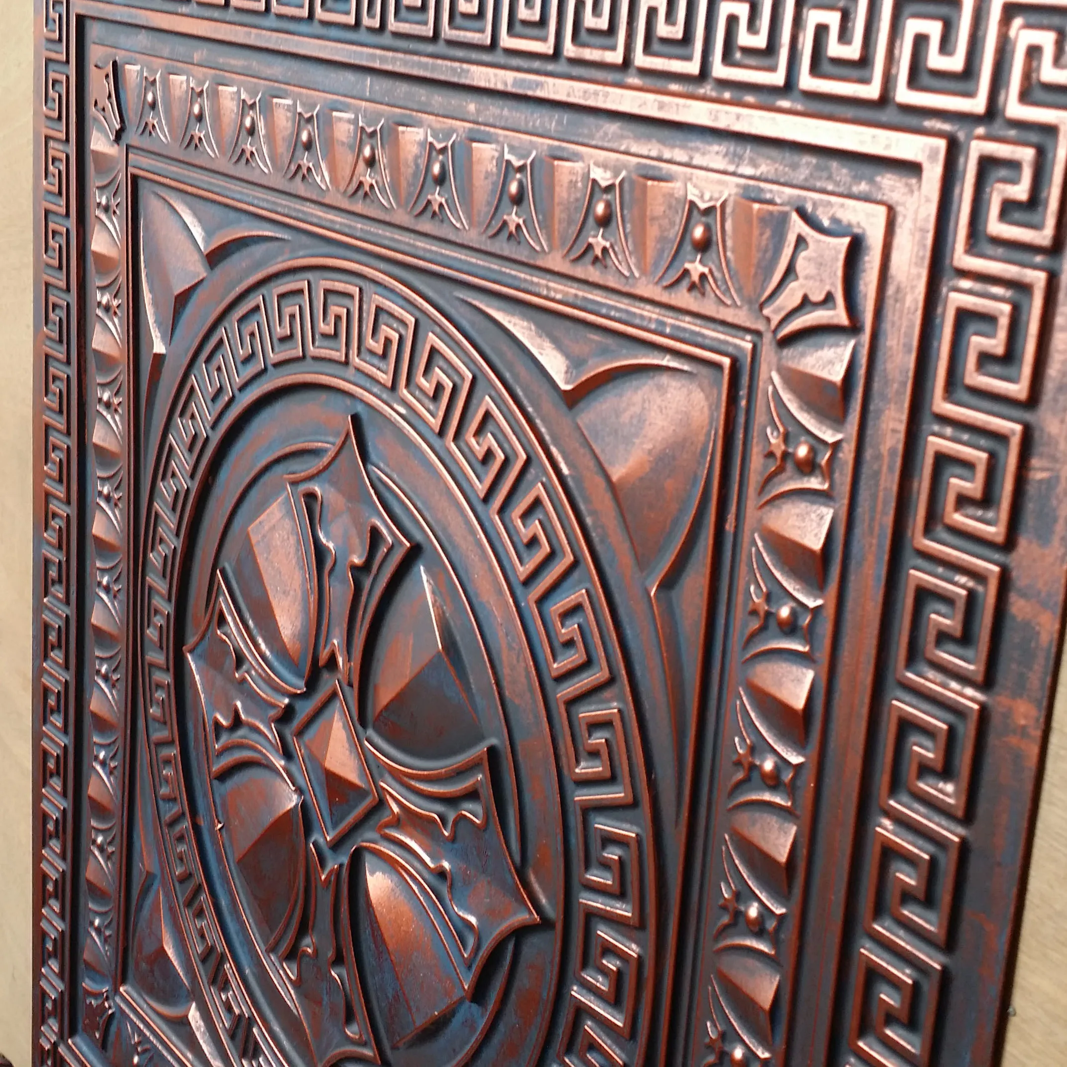 Suspended Ceiling Tiles Rustic Copper Color Cafe Pub