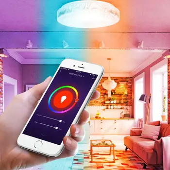 

48W RGB+WW LED Smart Wifi Ceiling Light Muiti-color 15Inch AC 85-265V Wifi Voice Controller Lighting
