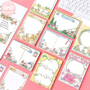 

Kawaii Paper 50pcs/lot Cute Cartoon Candy Lemon Kitty Loose Leaf Sticky Note Memo Pads Write Points Down Kawaii Memo Stickers