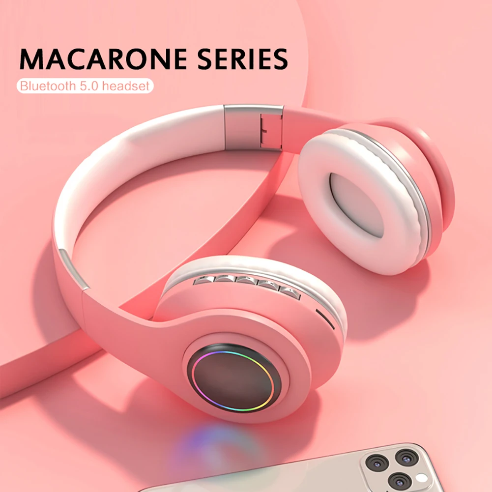 New Kids Headphones Ear Luminous Noise Canceling Head mounted Wireless Bluetooth Headset Hands free Support TF Card Gaming Earph