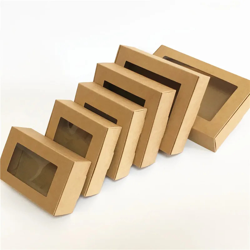 thumbnail image 1 of Caja de regalo de papel Kraft en blanco con ventana, 30 unidades, caja de jabón hecha a mano, caja de regalo para galletas, joyas, dulces, caja de regalo de boda, suministros para fiestas, 1 of 5