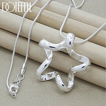 DOTEFFIL 925 Sterling Silver Starfish Pendant Necklace 18/20/22/24 Inch Snake Chain For Women Fashion Wedding Engagement Jewelry