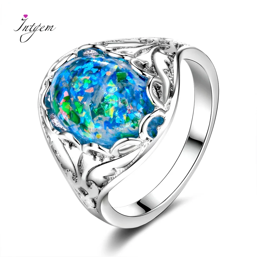 Opal Rings 925 Silver Jewelry Ring Fancy Party Anniversary Gift Women 10x14MM Bezel Setting Stones Size 6-10 silver ring silver rings