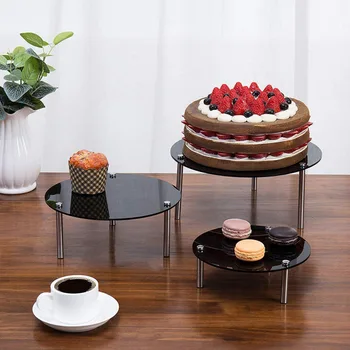 

3-tier Black Acrylic Rectangular Display Stand Dessert Stand Cosmetic Display Stand Display Rack For Home Decoration