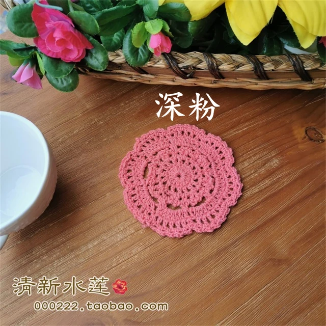 17AHSM Lace Cotton Crochet Handmade TableCloth Placemats DrinkCoaster Heat-resistant Nonslip Pads Home Decor Creative CupCoaster 9