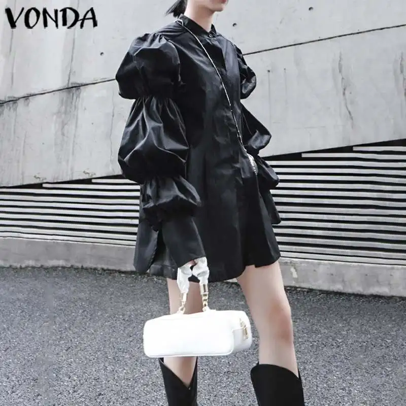 Office Shirts Women Vintage Long lantern Sleeve Lapel Collar Party Shirts VONDA 2020 Casual Blouse Plus Size Blusas Femininas Office Shirts Women Vintage Long lantern Sleeve Lapel Collar Party Shirts VONDA 2020 Casual Blouse Plus Size Blusas Femininas