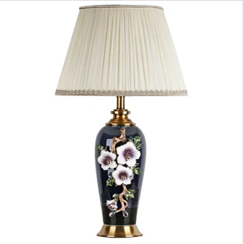 

Chinese Style Flowers Enamel Ceramic Table Lamp For BedRoom Bedside Living Room Foyer Study Desk Reading Night Light 190164