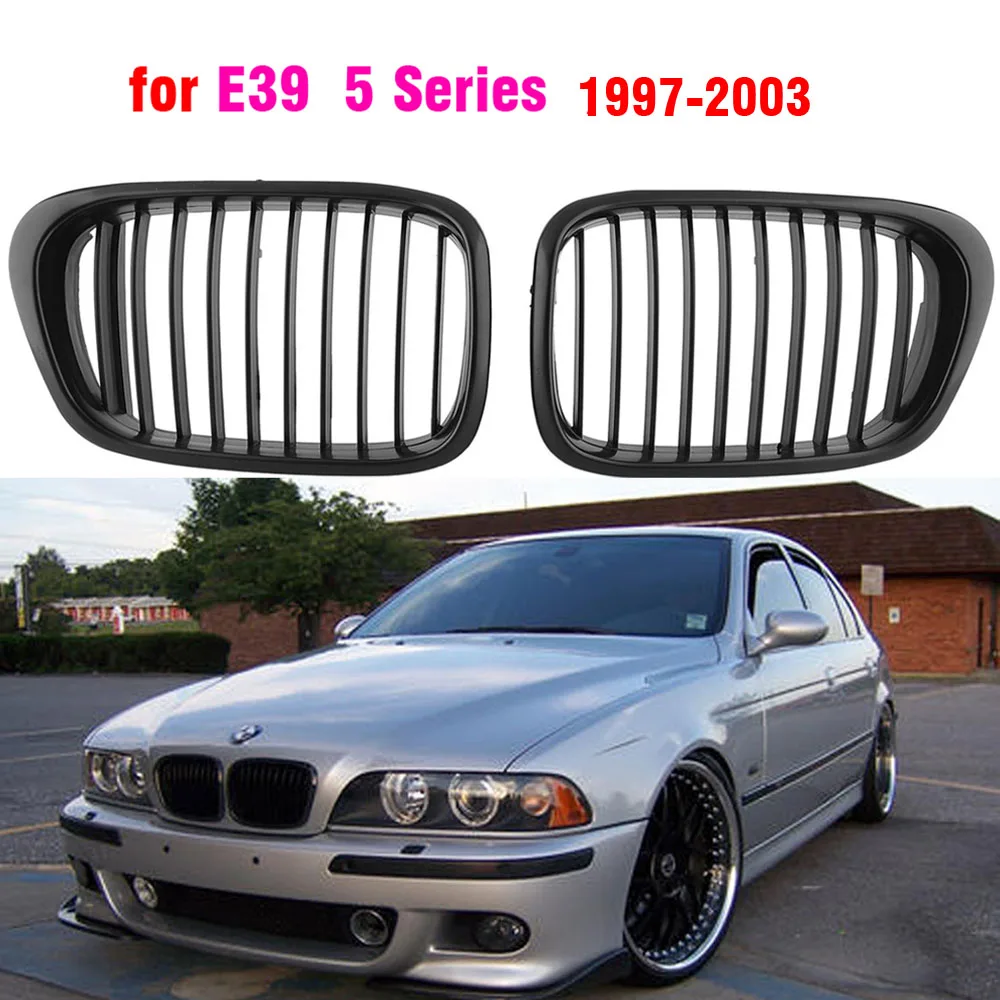 Передняя Черная Широкая решетка радиатора для BMW E39 M5 series 1997 1998 1999 2000 2001 2002 2003 520i 525