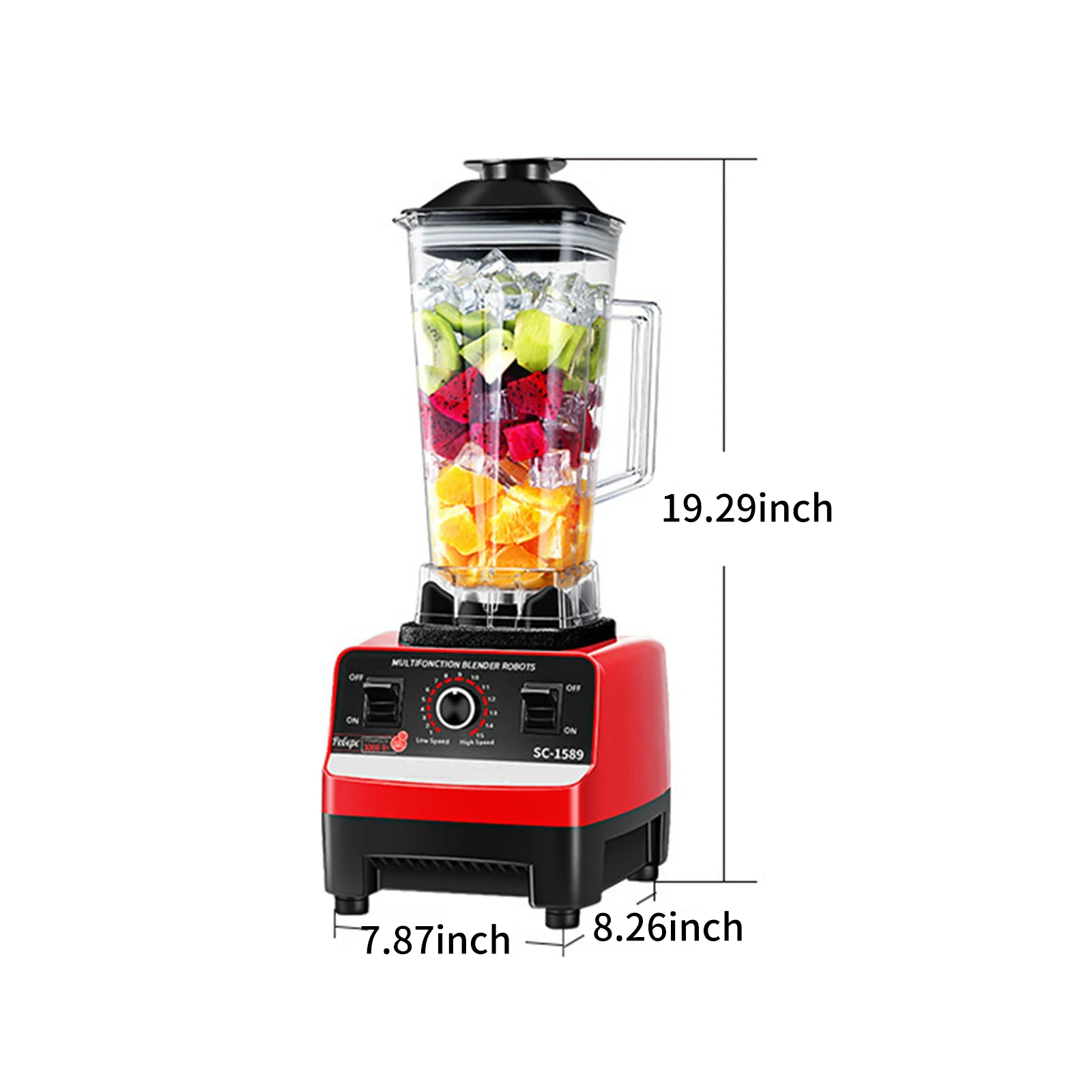 Multifunctional Blender for Smoothie Milkshake Juicer Ice Crusher Electric  Grain Grinder 4500W 15 Rotating Speeds, Red 