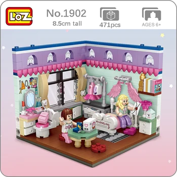 

LOZ 1902 City Street House Corner Pink Girl Bedroom 3D Model 471pcs DIY Small Mini Blocks Brick Building Toy for Children no Box
