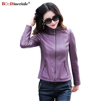 

Autumn Winter PU Faux Leather Jacket Women Casual Slim Short Coat Office Lady Jackets plus size 2020 BooDinerinle