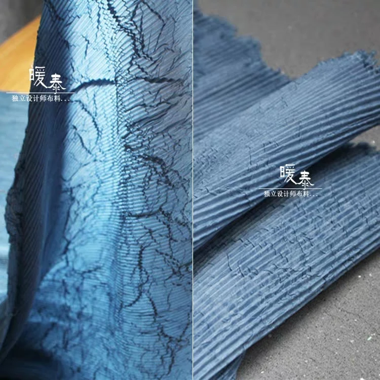 

Irregular pleated fold fabric DIY cloth skirt Fashion background stage hand accessories designer fabric wathet blue